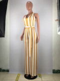 Deep V Neck Halter Belt Backless Jumpsuit SMD-24007