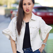 White Single Breasted Solid Color Denim Shirt YMT-6061