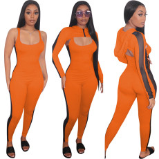 Long Sleeve Shawl Sexy Mesh Patchwork Jumpsuit Suit YMT-6178