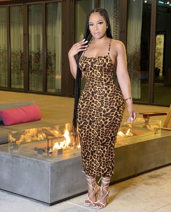 Leopard Print Halter Backless Long Dress BGN-170