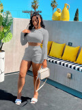 Solid Color Backless Tie Up Two Piece Short Set BGN-166