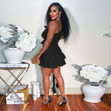 Ruffled One-shoulder Slash Neck Two Piece Skirt Set YNSF-2630