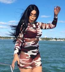 Camouflage Print Long Sleeve Mini Dress BGN-017