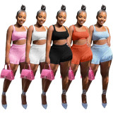 Casual Knit Sleeveless Shorts Two Piece Set NYF-8161