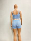 Casual Knit Sleeveless Shorts Two Piece Set NYF-8161