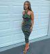 Sexy Print Wrap Chest Tie Up Midi Dress BGN-167