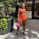 Casual Knit Sleeveless Shorts Two Piece Set NYF-8161