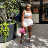 Casual Knit Sleeveless Shorts Two Piece Set NYF-8161
