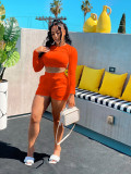 Solid Color Backless Tie Up Two Piece Short Set BGN-166
