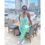 Print Patchwork Halter Backless Jumpsuit QYXZ-9926