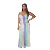 Multicolor Print Sim Sling Maxi Dress QYXZ-9912
