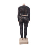 Plus Size Tight See-Through Fishing Net Pants Set QYXZ-9106