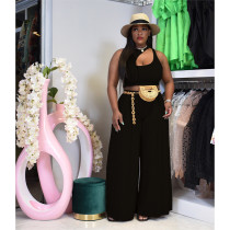 Solid Color Loose Sleeveless Two Piece Pants Set QYXZ-9932