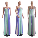 Multicolor Print Sim Sling Maxi Dress QYXZ-9912