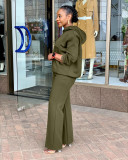 Solid Color Loose Hooded Drawstring 2 Piece Set BGN-332