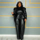 Plus Size PU Leather Two Piece Pants Set GDAM-8806
