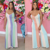 Multicolor Print Sim Sling Maxi Dress QYXZ-9912