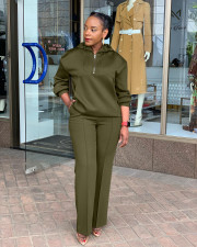 Solid Color Loose Hooded Drawstring 2 Piece Set BGN-332