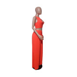 Solid Color Loose Sleeveless Two Piece Pants Set QYXZ-9932