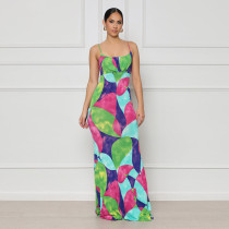 Print Sling Sling Maxi Dress FSXF-522