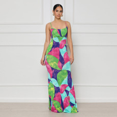 Print Sling Sling Maxi Dress FSXF-522
