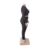 Plus Size Tight See-Through Fishing Net Pants Set QYXZ-9106