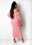 V Neck Off Shoulder Midi Dress ME-951