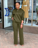 Solid Color Loose Hooded Drawstring 2 Piece Set BGN-332