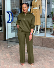 Solid Color Loose Hooded Drawstring 2 Piece Set BGN-332