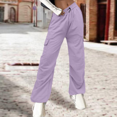 Solid Color Multi-Pocket Loose Pants BGN-0018
