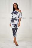 Print Short Sleeve One Shoulder Jumpsuit NY-10720