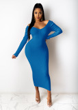 V Neck Off Shoulder Midi Dress ME-951