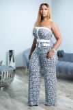 Plus Size Wrap Chest Print Slim Jumpsuit QYXZ-9108