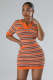 Stripe Knits O Neck Slim Mini Dress OSM-4410