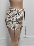 Printed Drawstring Sport Casual Skirt QXTF-8305