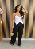 Drawstring Elastic Waist Straight Leg Pants DDF-88228