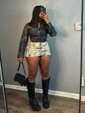 Printed Drawstring Sport Casual Skirt QXTF-8305