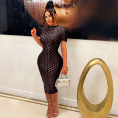 Fashion O Neck Slim Midi Dress OSM-4409short