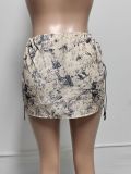 Printed Drawstring Sport Casual Skirt QXTF-8305