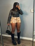 Printed Drawstring Sport Casual Skirt QXTF-8305