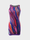 Sleeveless Print Mini Dress GBGF-23005