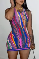 Sleeveless Print Mini Dress GBGF-23005