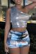 Single Shoulder Tops And Print Skirt 2 Piece Set GBGF-23011