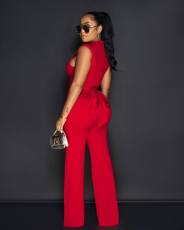 Sleeveless Chain Tie Up Loose Jumpsuit LA-3321