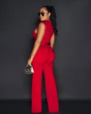 Sleeveless Chain Tie Up Loose Jumpsuit LA-3321