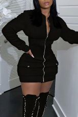 Long Sleeve Zipper Mini Dress GBGF-1147586