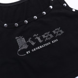 Fashion Letter Hot Drill Tank Top FL-24020