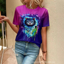 Plus Size Cartoon Print Short Sleeve T Shirt XHSY-29020