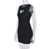 Hollow Out Hot Drill Sleeveless Mini Dress GNZD-9962