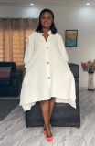 Solid Lantern Sleeve Irregular Shirt Dress NY-10738